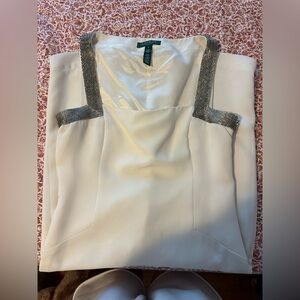 Lauren Ralph Lauren white midi dress with silver beading